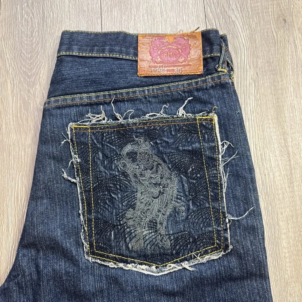 Vintage RMC Red Monkey Company Jeans Japanese Embroidered Baggy Leg Men Sz 36